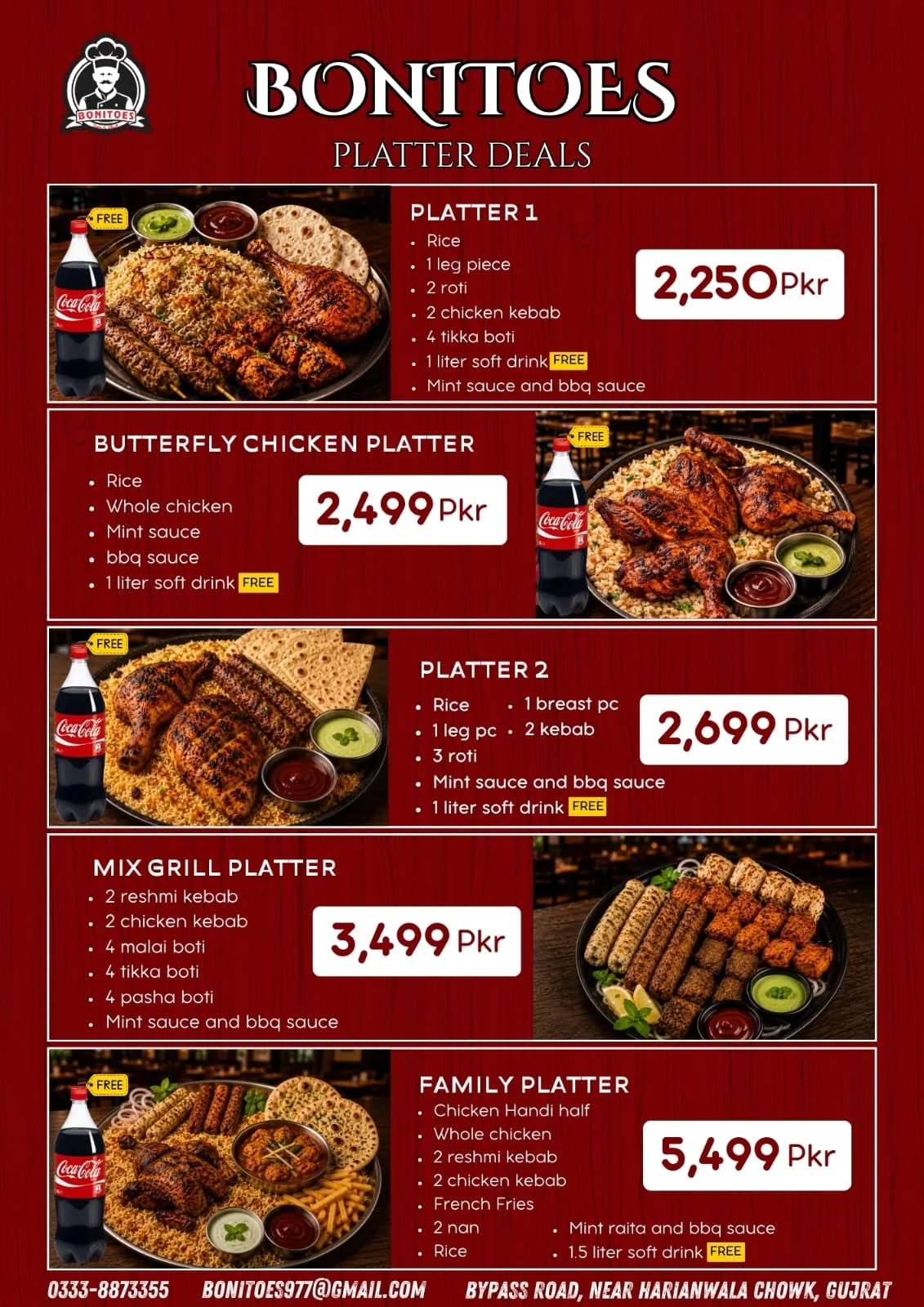 Bonitoes platter deals menu